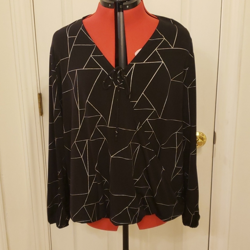 High Low Black and Silver Blouse